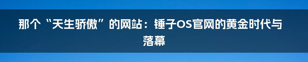 那个“天生骄傲”的网站：锤子OS官网的黄金时代与落幕