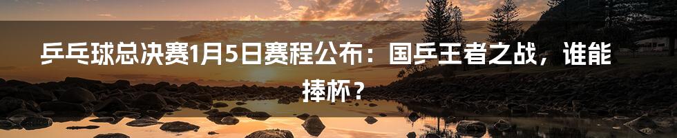 乒乓球总决赛1月5日赛程公布：国乒王者之战，谁能捧杯？