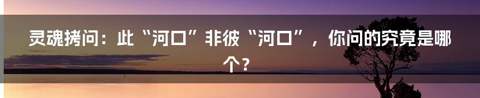 灵魂拷问：此“河口”非彼“河口”，你问的究竟是哪个？