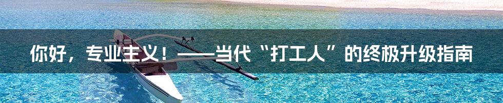 你好，专业主义！——当代“打工人”的终极升级指南