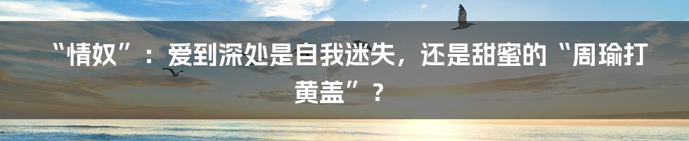 “情奴”：爱到深处是自我迷失，还是甜蜜的“周瑜打黄盖”？