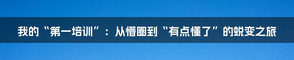 我的“第一培训”：从懵圈到“有点懂了”的蜕变之旅