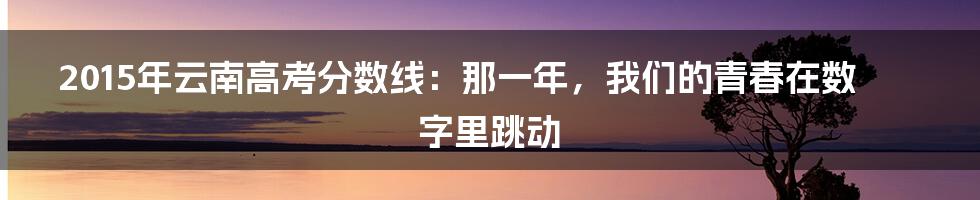 2015年云南高考分数线：那一年，我们的青春在数字里跳动