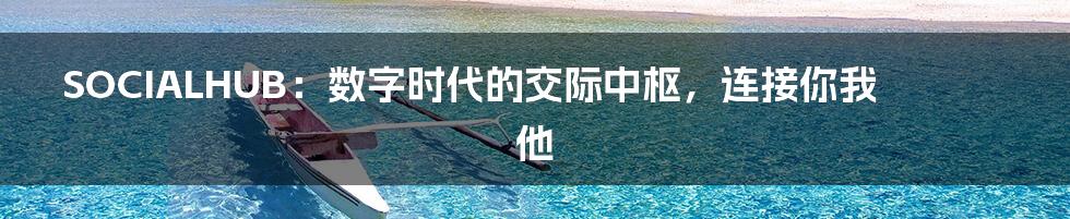 SOCIALHUB：数字时代的交际中枢，连接你我他