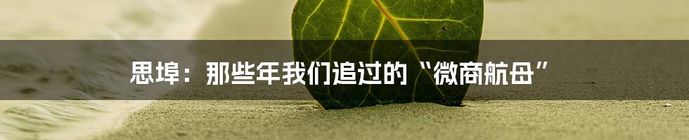 思埠：那些年我们追过的“微商航母”