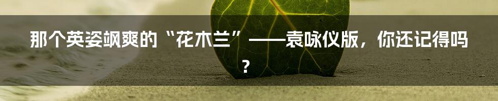 那个英姿飒爽的“花木兰”——袁咏仪版，你还记得吗？