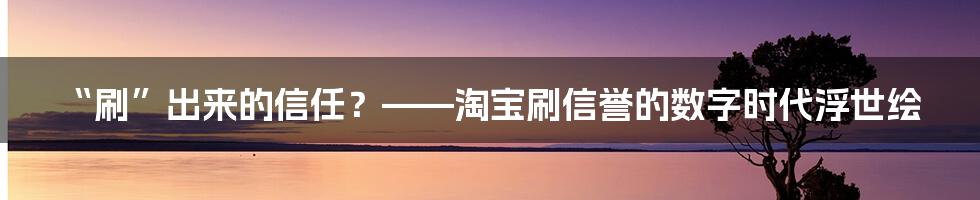 “刷”出来的信任？——淘宝刷信誉的数字时代浮世绘