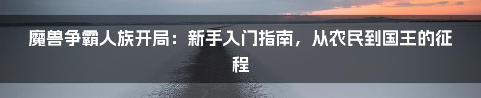 魔兽争霸人族开局：新手入门指南，从农民到国王的征程