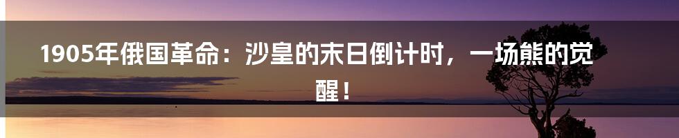1905年俄国革命：沙皇的末日倒计时，一场熊的觉醒！