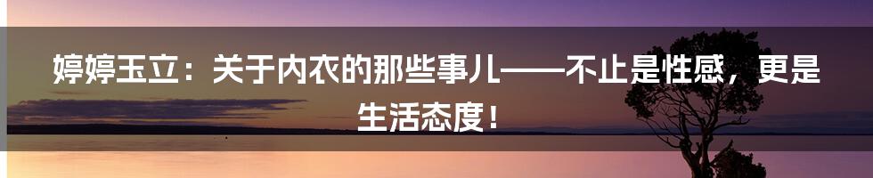 婷婷玉立：关于内衣的那些事儿——不止是性感，更是生活态度！