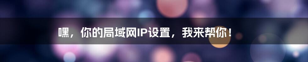 嘿，你的局域网IP设置，我来帮你！
